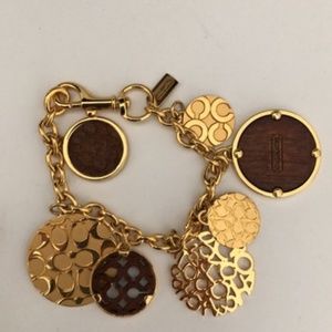 NWOT COACH Charm Signature Bracelet Gold Brown